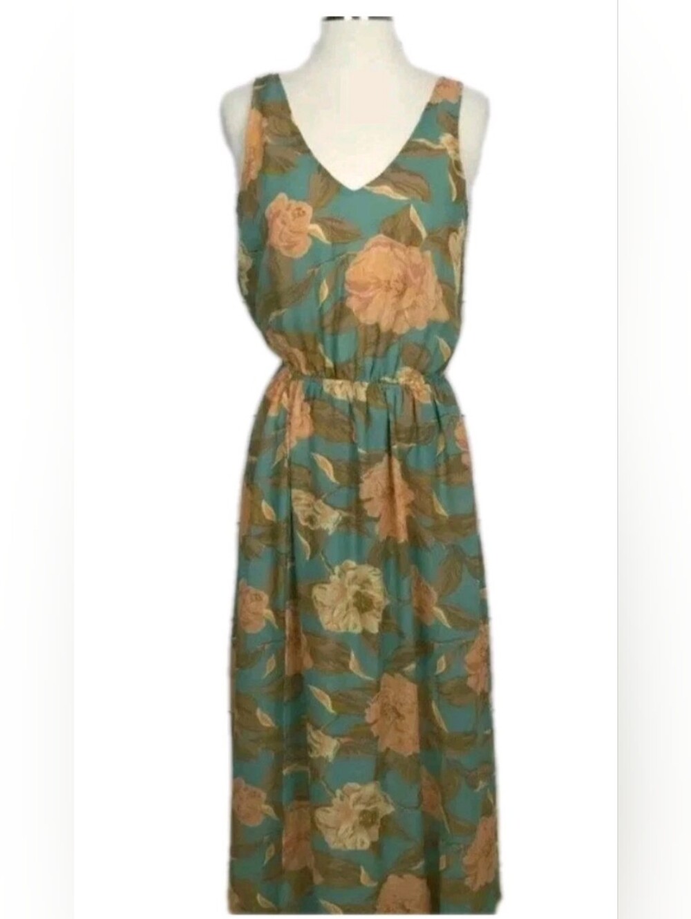 Show Me Your Mumu Kendall Maxi Dress Medium M Sleeveless Floral Beige Green